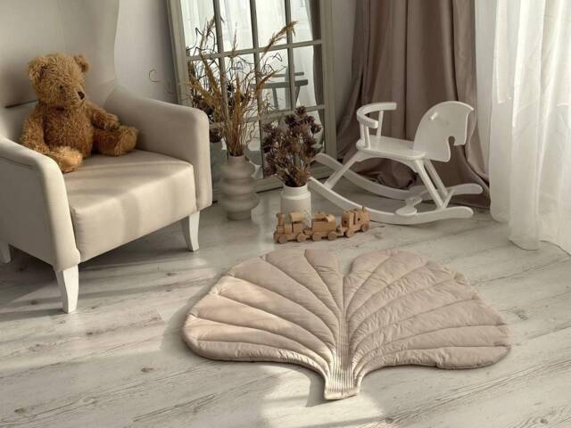 Leaf Baby Play Mat Organic Cotton Floor Cushion - image 1