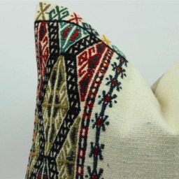 Vintage Turkish Kilim Pillow Cover Hand-Spun Wool, 16x16 Inch - thumbnail 3