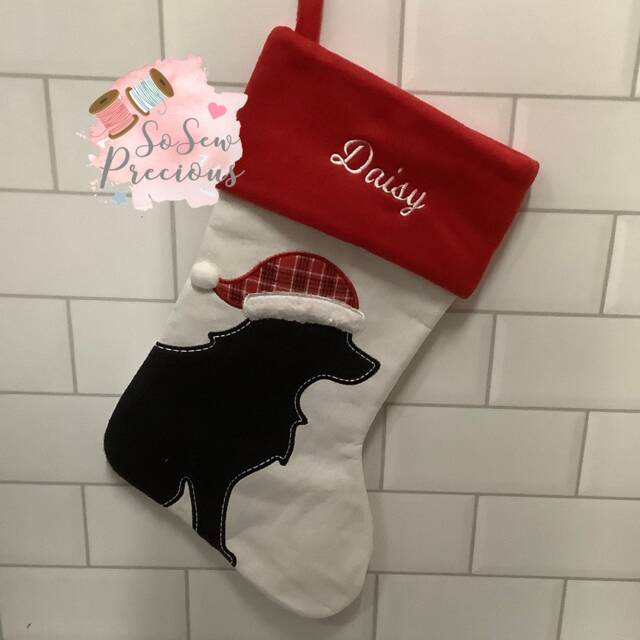 Personalised Christmas Stocking, Personalized Gift, Modern Dog - image 1