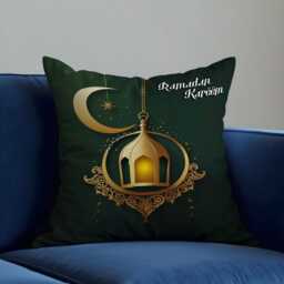 Ramadan Kareem Cushion Cover, Emerald Green Islamic Pillow Case, Eid Home Decor, Muslim Throw Pillowcase - thumbnail 4