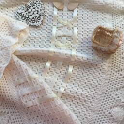 Hand Made Crochet Baby Blanket. Blanket For Girl. Boy. Take Home Baptism Gift. Baby Shower - thumbnail 2