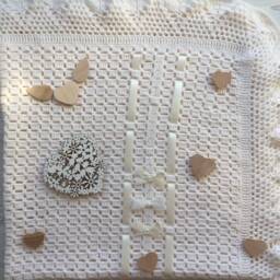 Hand Made Crochet Baby Blanket. Blanket For Girl. Boy. Take Home Baptism Gift. Baby Shower - thumbnail 3