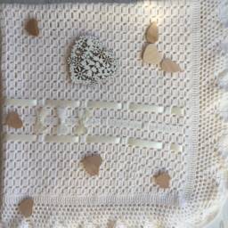Hand Made Crochet Baby Blanket. Blanket For Girl. Boy. Take Home Baptism Gift. Baby Shower - thumbnail 4