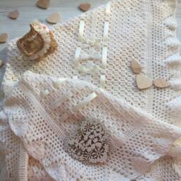 Hand Made Crochet Baby Blanket. Blanket For Girl. Boy. Take Home Baptism Gift. Baby Shower - thumbnail 1