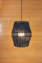 Handmade Black Cotton Cord Pendant Light - Modern Farmhouse Style