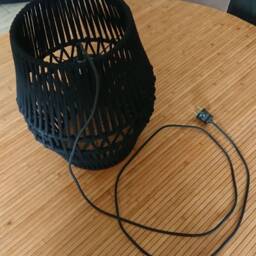 Handmade Black Cotton Cord Pendant Light - Modern Farmhouse Style - thumbnail 4