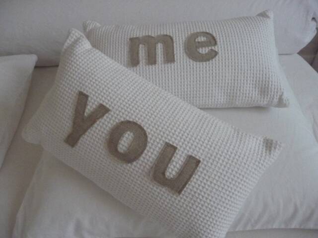 "Waffle Pique Cushion With ""You & Me" - image 1