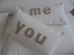 "Waffle Pique Cushion With ""You & Me" - thumbnail 1