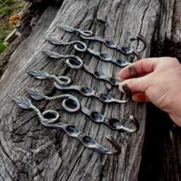 Hand Forged Iron Wall Hooks, Leaf Design, Set Of 6 Hooks, Door Hangers - thumbnail 2