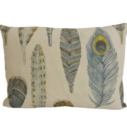 Voyage - Samui Print Peacock Quirky Intricate Painted Feather Cushion Cover Handmade Throw Pillow Designer Home Decor - thumbnail 2