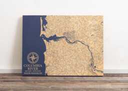 Columbia River, Oregon Washington Map - Engraved Wood Coastal Chart Wall Art Sign, Beach Home Decor Nautical Print, Personalized Family Gift - thumbnail 1