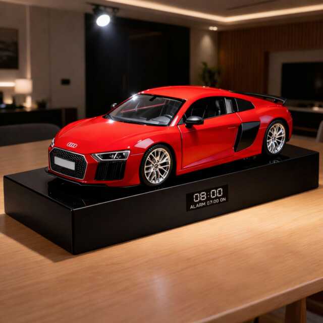 Audi R8 Car Alarm Clock - Realistic Engine Sound, Handmade, Enthusiast Gift - image 1
