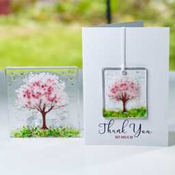 "Cherry Blossom Glass Gift Set - Tealight Holder & ""Thank You" - thumbnail 2