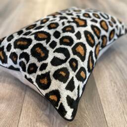 Velvet Ikat Pillow Cover Leopard - Decorative Cushion For Sofa Or Bed - thumbnail 3
