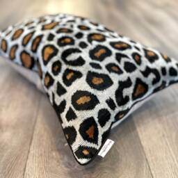 Velvet Ikat Pillow Cover Leopard - Decorative Cushion For Sofa Or Bed - thumbnail 2