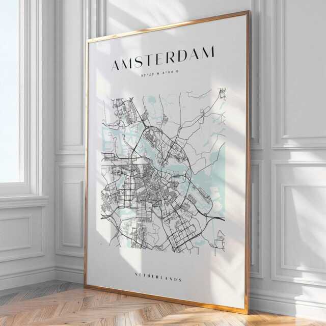 Amsterdam City Map Print, Home Decor, Wall Art, Poster, Framed - image 1
