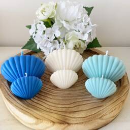 Shell Candle Pair - Decorative Nautical Modern Gifts For Her Christmas Birthday New Home Gift Ideas Sea Decor - thumbnail 2