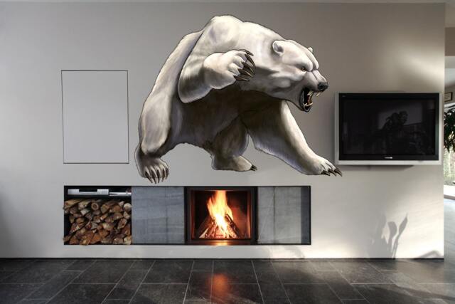 Polar Bear Full Color Decal, White Color Sticker, Wall Art Cn 081