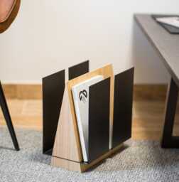 Modern Wood Magazine Rack Minimalist Home Office Decor - thumbnail 1