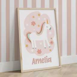 Personalised Unicorn Name Print, Unframed Poster, Girl Nursery Decor, Teen Tween Bedroom Fairytale Decor - thumbnail 2