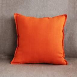 Set Of 2 Orange Linen Pillow Cases 20x20, Outdoor Covers Or Throw For Bed Sofa 18x18 22x22 24x24 - thumbnail 2
