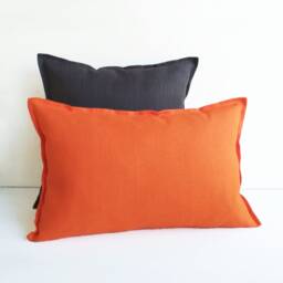 Set Of 2 Orange Linen Pillow Cases 20x20, Outdoor Covers Or Throw For Bed Sofa 18x18 22x22 24x24 - thumbnail 3