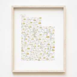 Utah State Flower Map Watercolor Sego Lily - Art Print Wall Floral Wedding Grad Realtor Moving Mother Day Gift Salt Lake City Provo - thumbnail 1