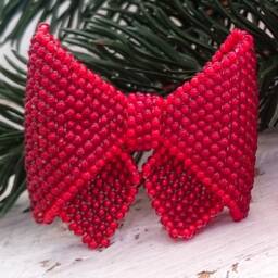 Bead Bow, Decoration For The Christmas Tree, A Gift, Decoration, New Year's Handicraft, Home - thumbnail 3