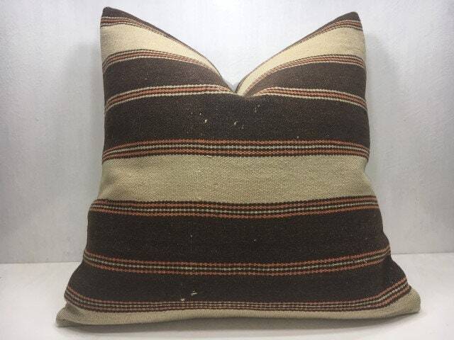 Vintage Turkish Kilim Pillow Cover, Handwoven Accent Cushion - 24x24 - image 1