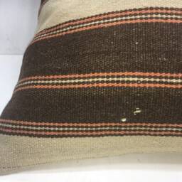 Vintage Turkish Kilim Pillow Cover, Handwoven Accent Cushion - 24x24 - thumbnail 3