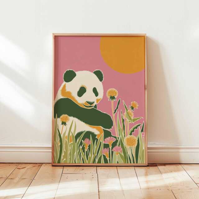Panda Print, Cute Animal Poster, Wall Art, Nursery Decor Wildlife Bear Gift - image 1