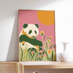 Panda Print, Cute Animal Poster, Wall Art, Nursery Decor Wildlife Bear Gift - thumbnail 2