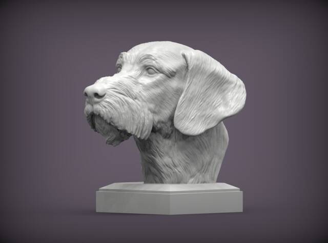 Wirehaired Pointer Bust 3D Printed Dog Memorial Figurine - image 1
