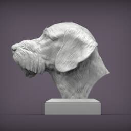 Wirehaired Pointer Bust 3D Printed Dog Memorial Figurine - thumbnail 2