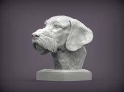 Wirehaired Pointer Bust 3D Printed Dog Memorial Figurine - thumbnail 1
