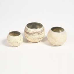 Set Of 3 Earthy Textured Handcrafted Glass Votive - Candle Holder - thumbnail 2