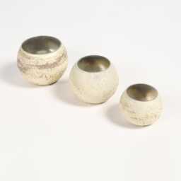 Set Of 3 Earthy Textured Handcrafted Glass Votive - Candle Holder - thumbnail 3