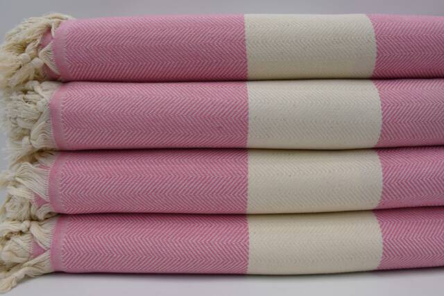 "Herringbone Blanket, Pink Throw, Turkish Blanket, 79""x91" - image 1