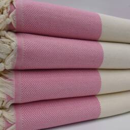 "Herringbone Blanket, Pink Throw, Turkish Blanket, 79""x91" - thumbnail 3