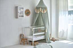 Muslin Bed Canopy With Tassels, Bed Kids, Hanging Canopy, Reading Nook Tent - thumbnail 1