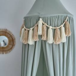 Muslin Bed Canopy With Tassels, Bed Kids, Hanging Canopy, Reading Nook Tent - thumbnail 3