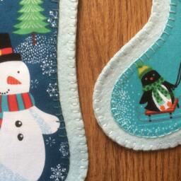 Mini Felt Christmas Stockings, Printed Fabric Appliqu?? Decorations, 10 - thumbnail 3