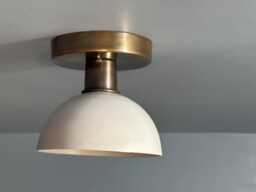 Pendant Lamp - Small Light Flush Mount White Ceiling Kitchen Raw Brass Demo - thumbnail 1
