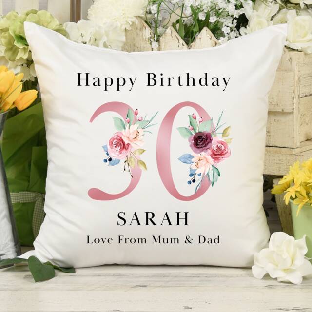 Personalised 30Th Birthday Cushion Pillow - Custom Message Gifts & Unique Present Ideas For Daughter, Sister Or Friend - image 1