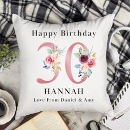 Personalised 30Th Birthday Cushion Pillow - Custom Message Gifts & Unique Present Ideas For Daughter, Sister Or Friend - thumbnail 3
