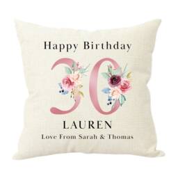 Personalised 30Th Birthday Cushion Pillow - Custom Message Gifts & Unique Present Ideas For Daughter, Sister Or Friend - thumbnail 4