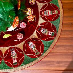 Nutcracker Christmas Tree Skirt 72 Inch Large Red Velvet Decorations - thumbnail 3