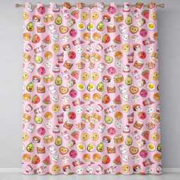 Kawaii Food Collection Sushi Fruit Drinks Pink Background Cute Seamless Pattern Readymade Eyelet Ring Top Thermal 100% Blackout Curtains - thumbnail 2