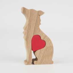 Personalised Border Collie Figurine, Wooden Collie Memorial Keepsake, First Mother's Day Gift From Dog - thumbnail 2
