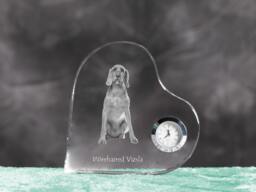 Wirehaired Vizsla - Crystal Clock in The Shape Of A Heart With Image Pure-Bred Dog - thumbnail 1